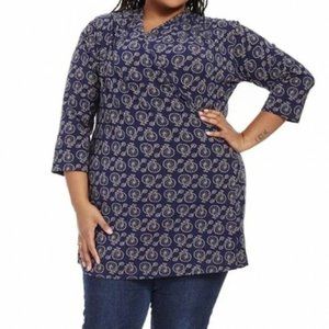 Effie's Heart 4X vintage bicycles, faux wrap, 3/4 sleeve tunic, cotton spandex